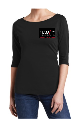 NAWIC 3/4 Sleeve Black Tee with embroidered NAWIC logo