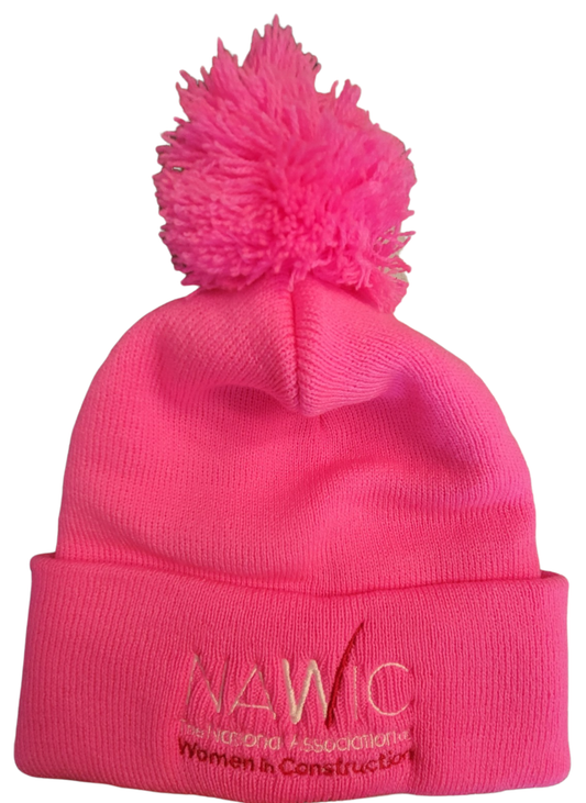 Pink Beanie with Pom Poms (NAWIC Logo)